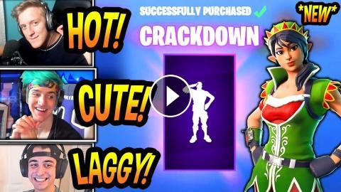 Streamers React To New Crackdown Emote Dance Tinseltoes Elf - streamers react to new crackdown emote dance tinseltoes elf skin fortnite funny moments