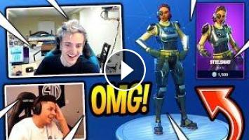 ninja and myth react to new steelsight skin she thicc fortnite savage funny moments - steelsight fortnite