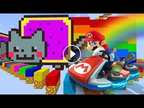 Extreme Longest Minecraft Rainbow Road Minecraft Mario Kart Mod - mario kart en roblox youtube